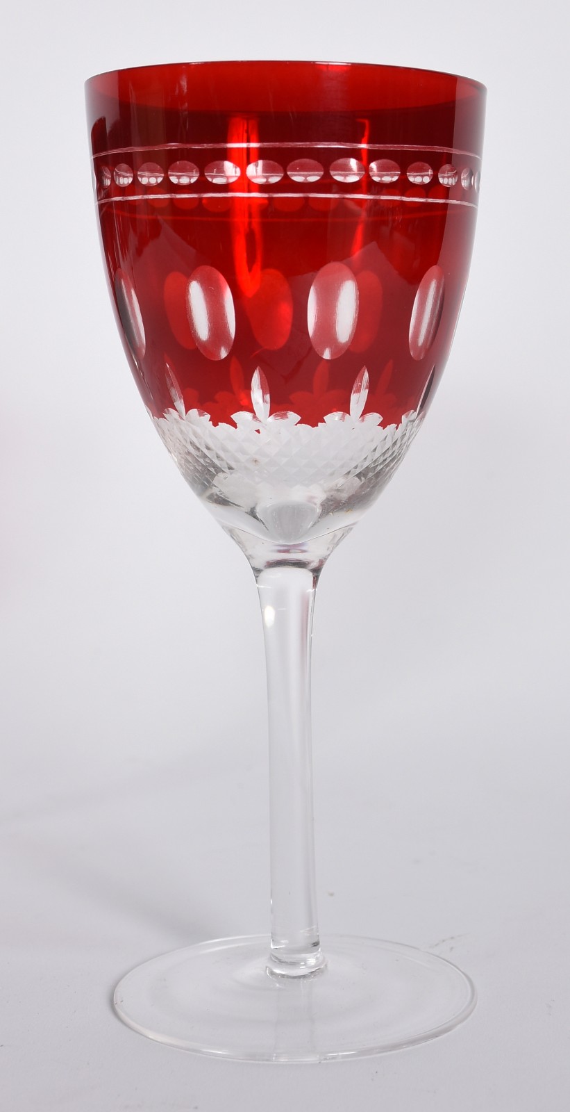 Onze taças para vinho tinto de cristal lapidado doublé rubi. - foto 4 de 4