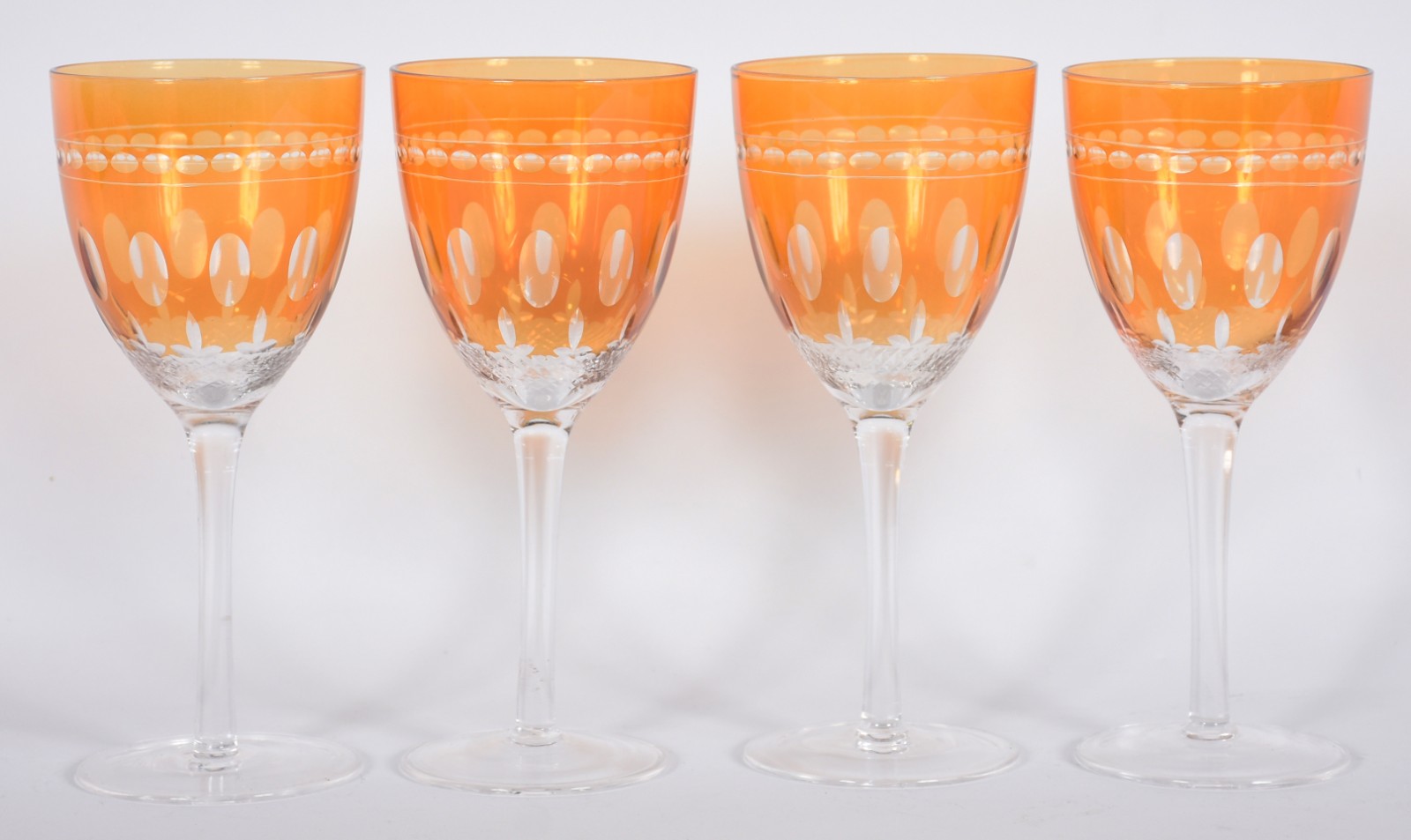 Doze taças para vinho tinto de cristal lapidado doublé amarelo... - foto 2 de 3