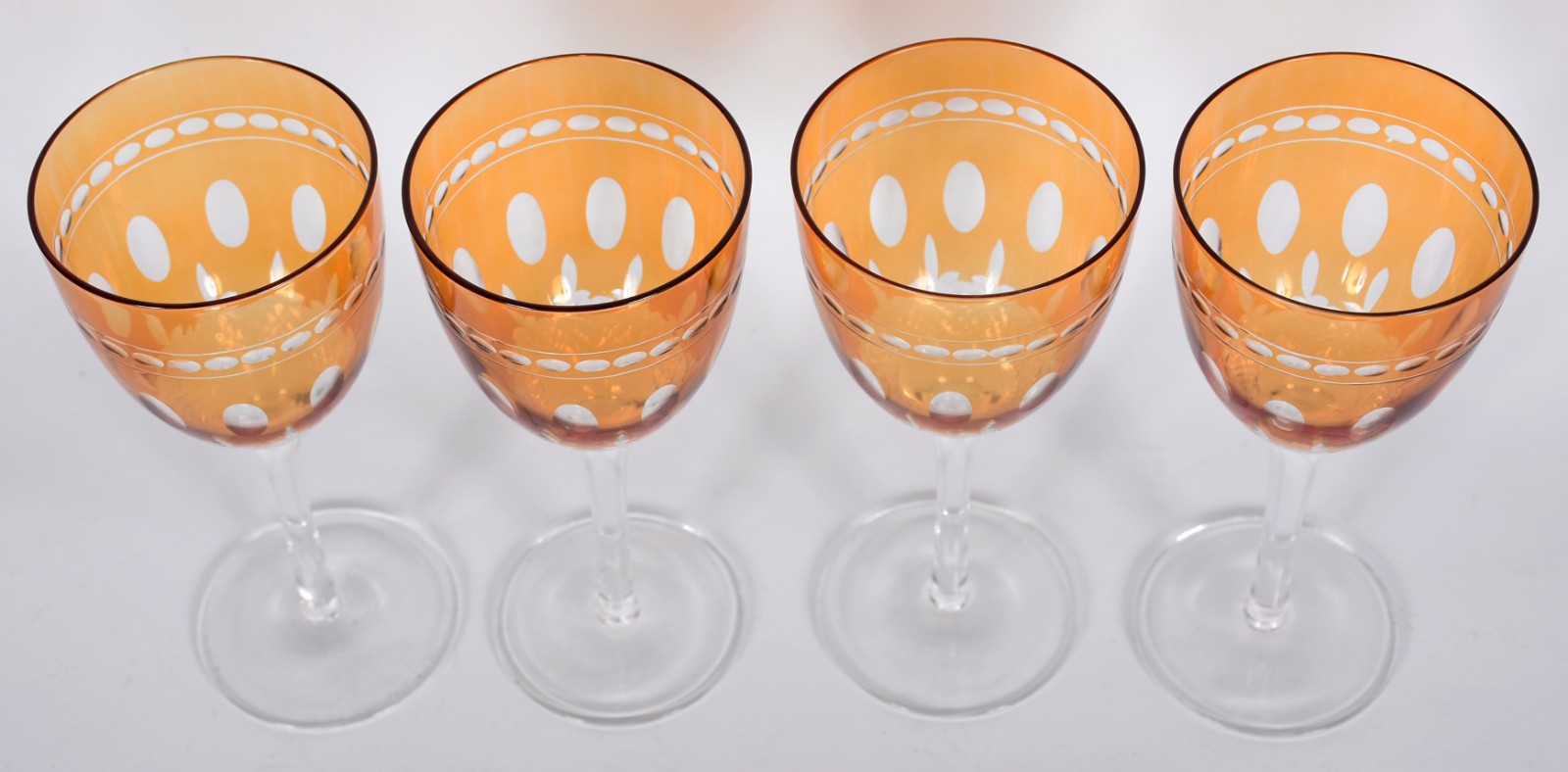Doze taças para vinho tinto de cristal lapidado doublé amarelo... - foto 3 de 3
