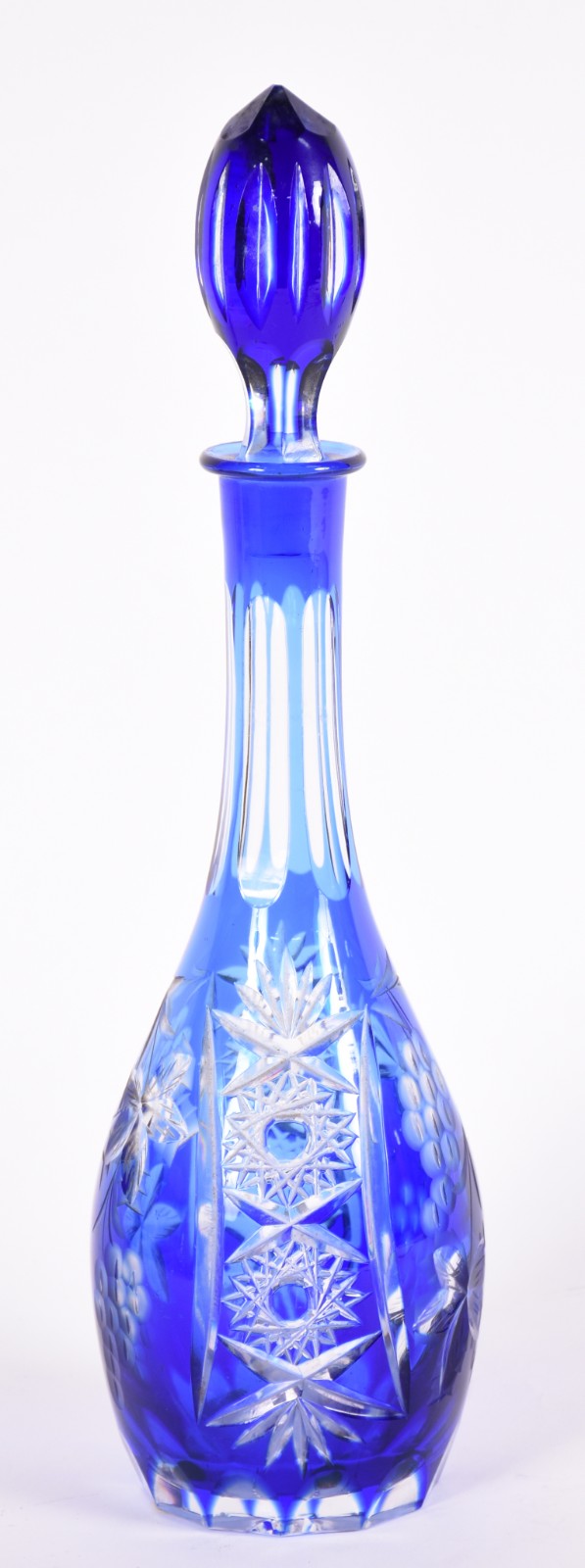 Garrafa de cristal azul double lapidada. - foto 1 de 4