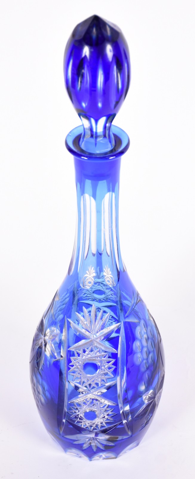 Garrafa de cristal azul double lapidada. - foto 2 de 4