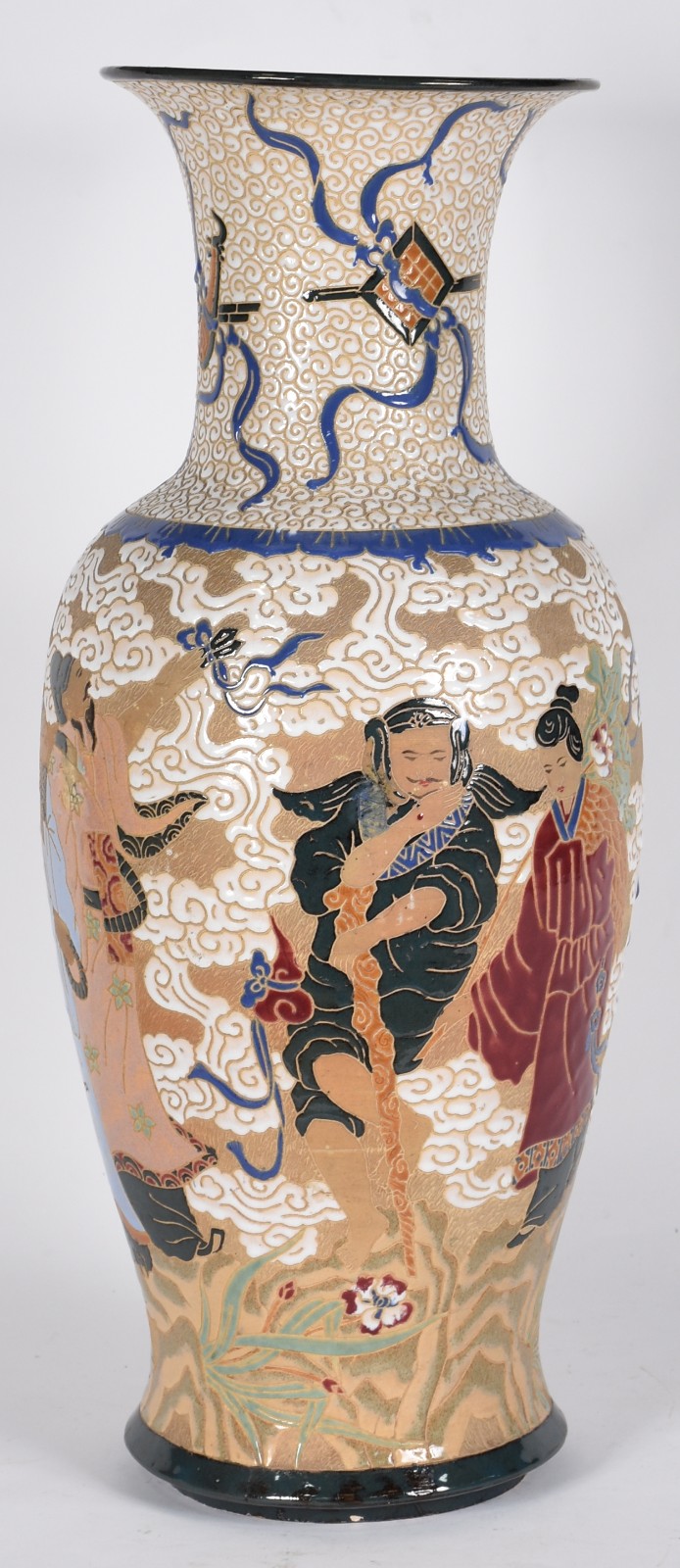 Grande vaso de porcelana Oriental com figuras em policromia. - foto 1 de 4