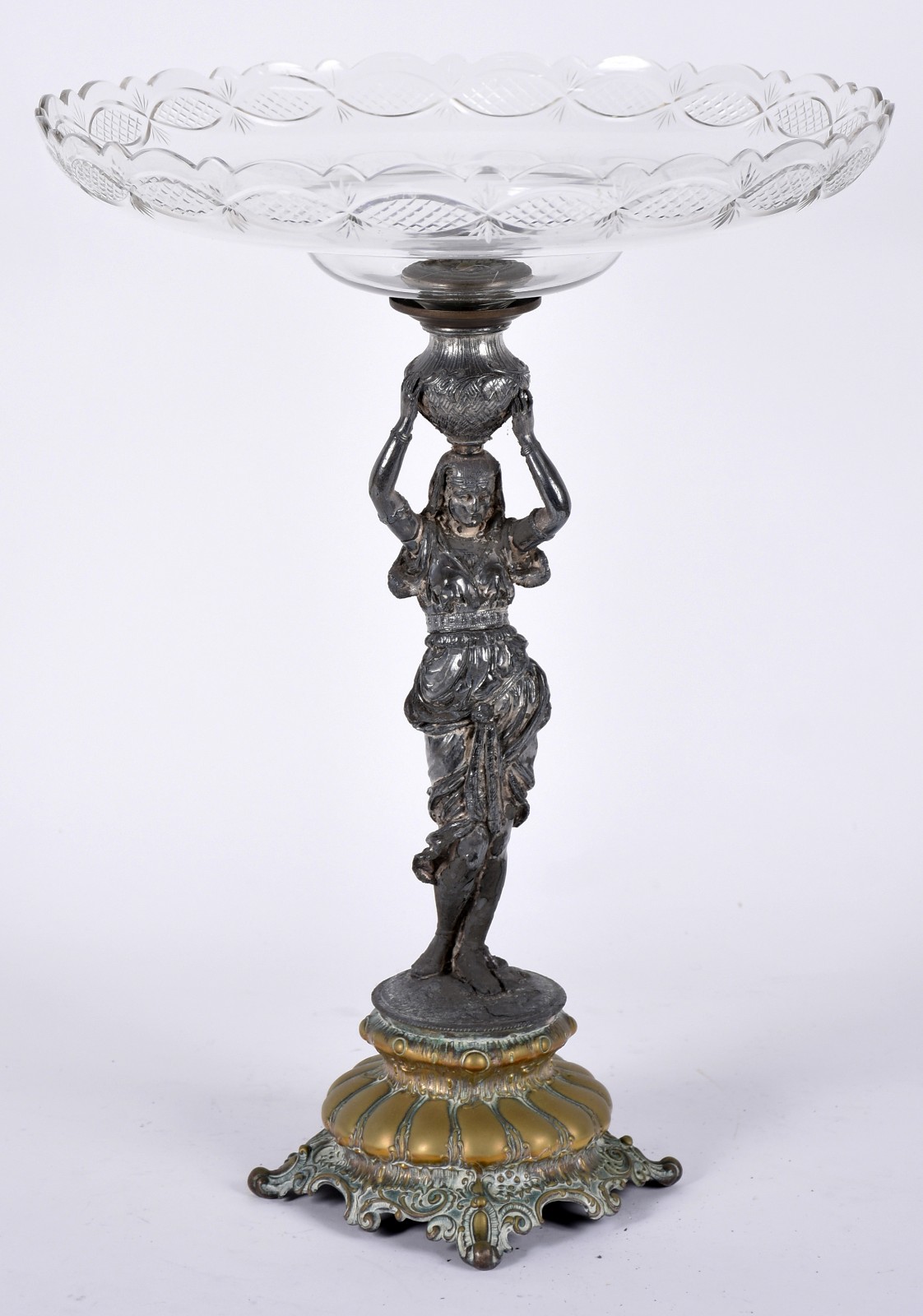 Fruteira com base de petit bronze representando figura feminina... - foto 1 de 4