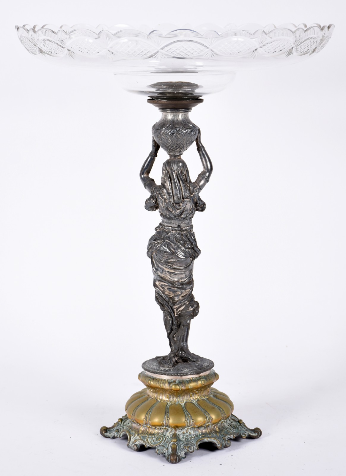 Fruteira com base de petit bronze representando figura feminina... - foto 3 de 4