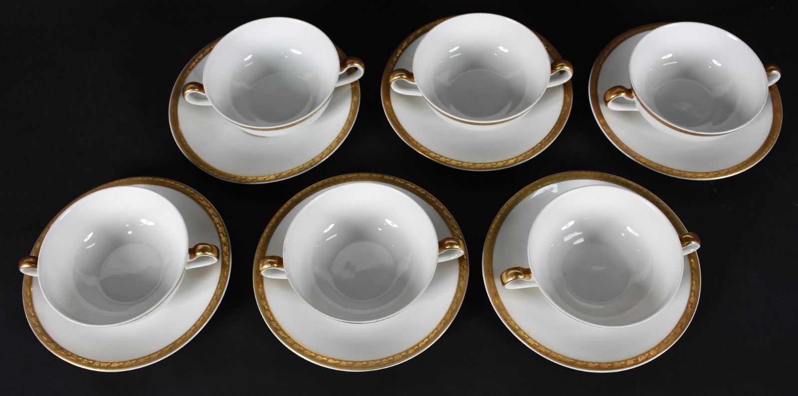 Seis taças para consomé com pires de porcelana portuguesa Vista... - foto 2 de 4