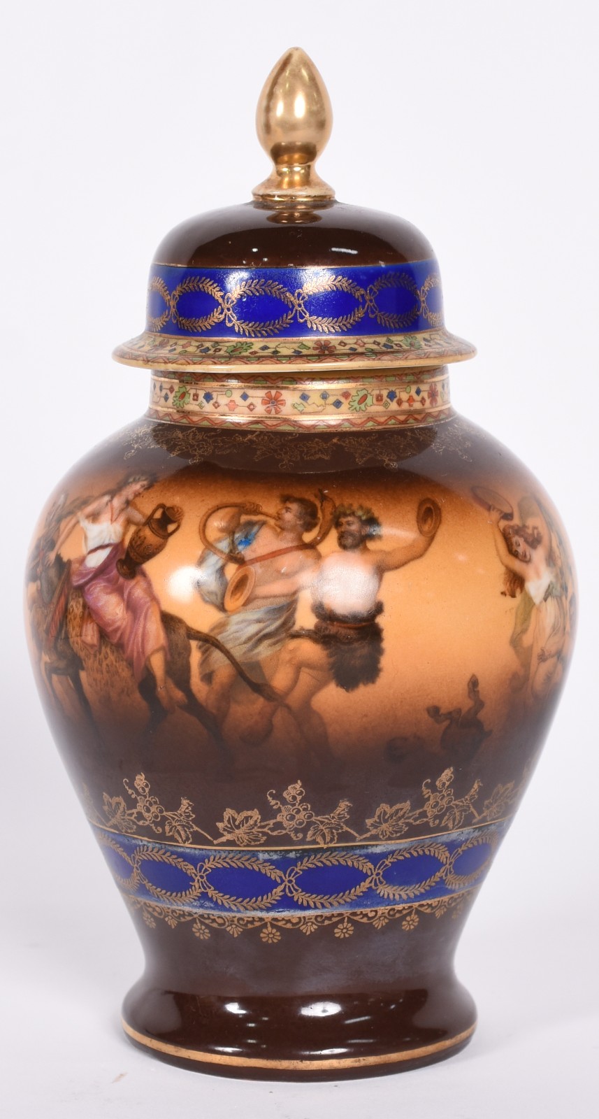 Potiche de porcelana tcheca policromada decorada com cenas românticas... - foto 1 de 4