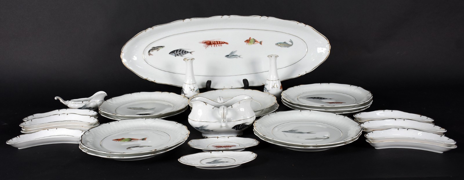 Serviço de porcelana REAL para peixe, decorados em policromia... - foto 1 de 3