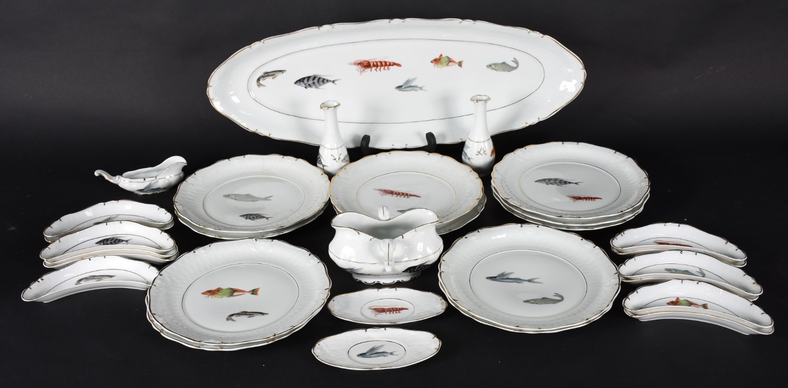 Serviço de porcelana REAL para peixe, decorados em policromia... - foto 2 de 3
