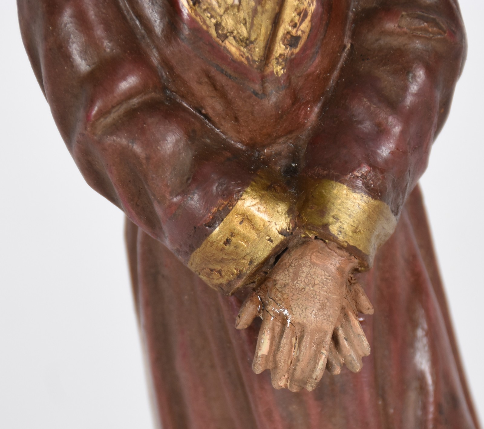Antiga imagem de madeira policromada representando Santo, com olhos... - foto 3 de 5