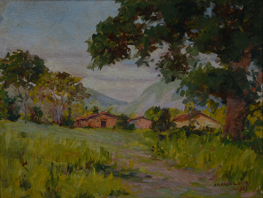 VICENTE LEITE - Paisagem - datada 1932 - ostce - 27 x 35 - foto 1 de 2
