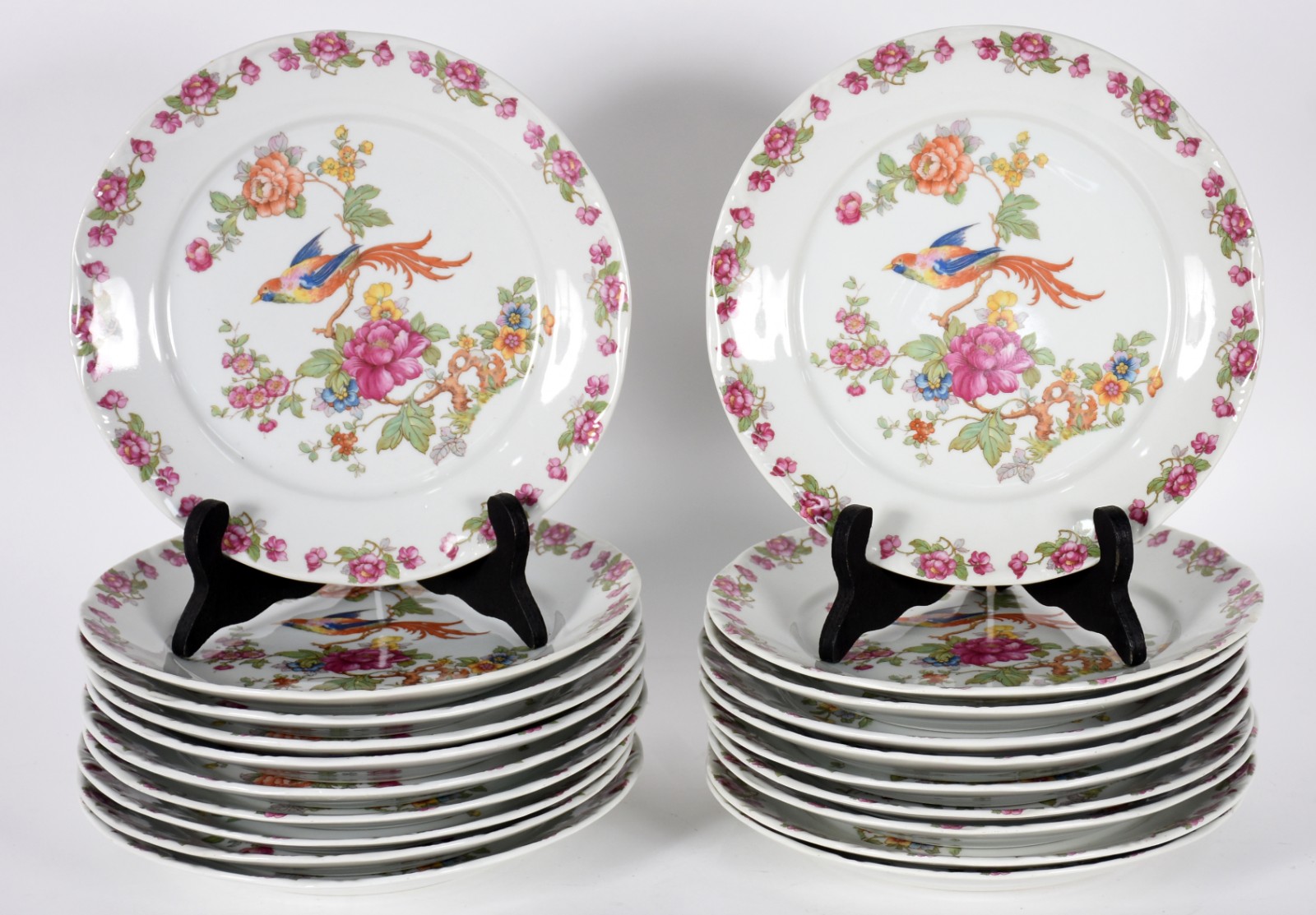 Vinte pratos de porcelana EMANO decoração pássaros e flores em... - foto 1 de 4