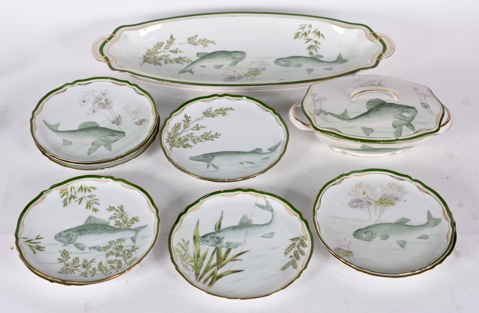 Serviço peixe de porcelana da Bavaria composto de 10 pratos (só 3... - foto 1 de 4