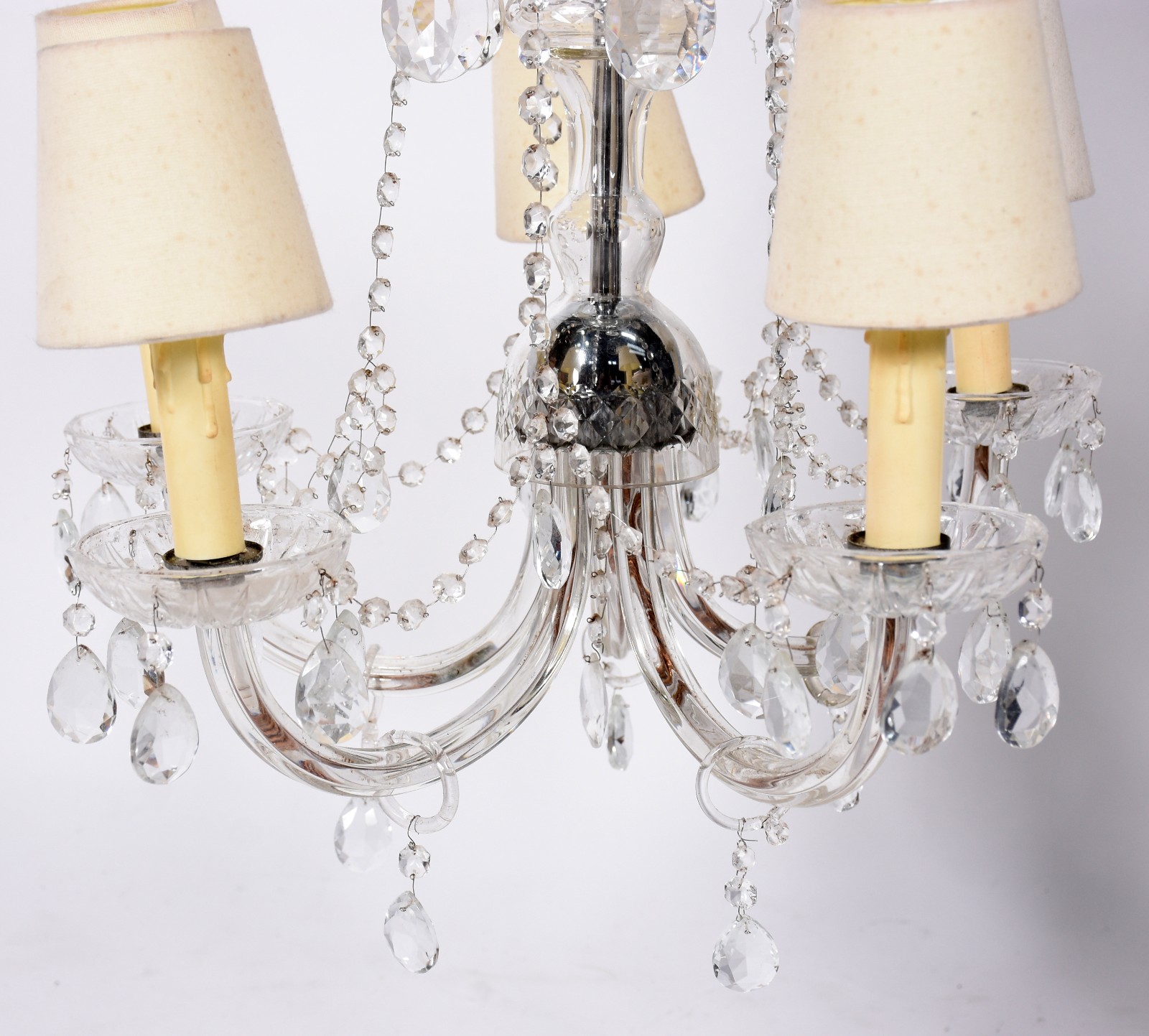 Lustre de cristal para 5 luzes, pingentes lapidados. - foto 2 de 2