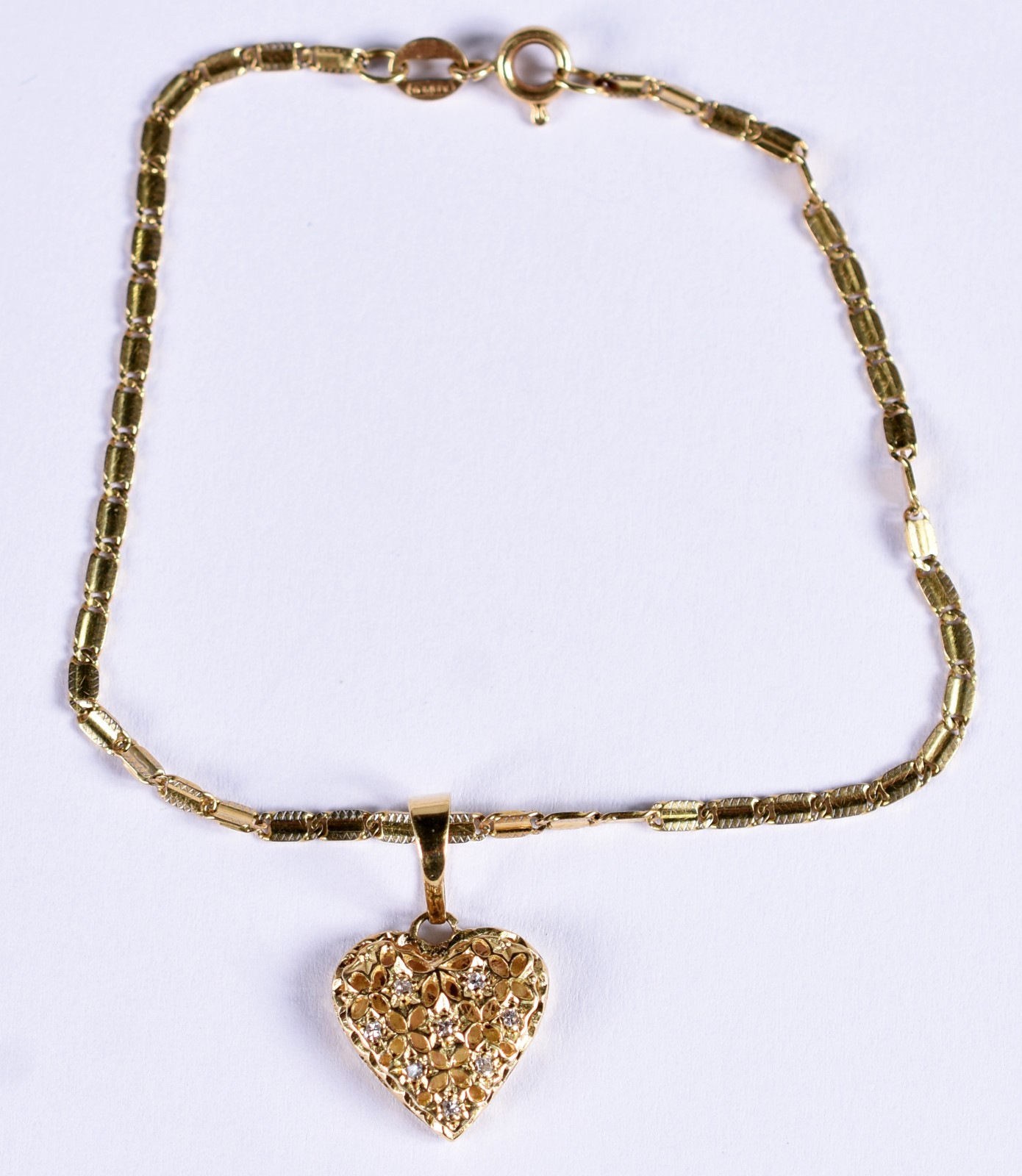 Pulseira de ouro contraste 750 e pingente com brilhante (Por motivos... - foto 2 de 4