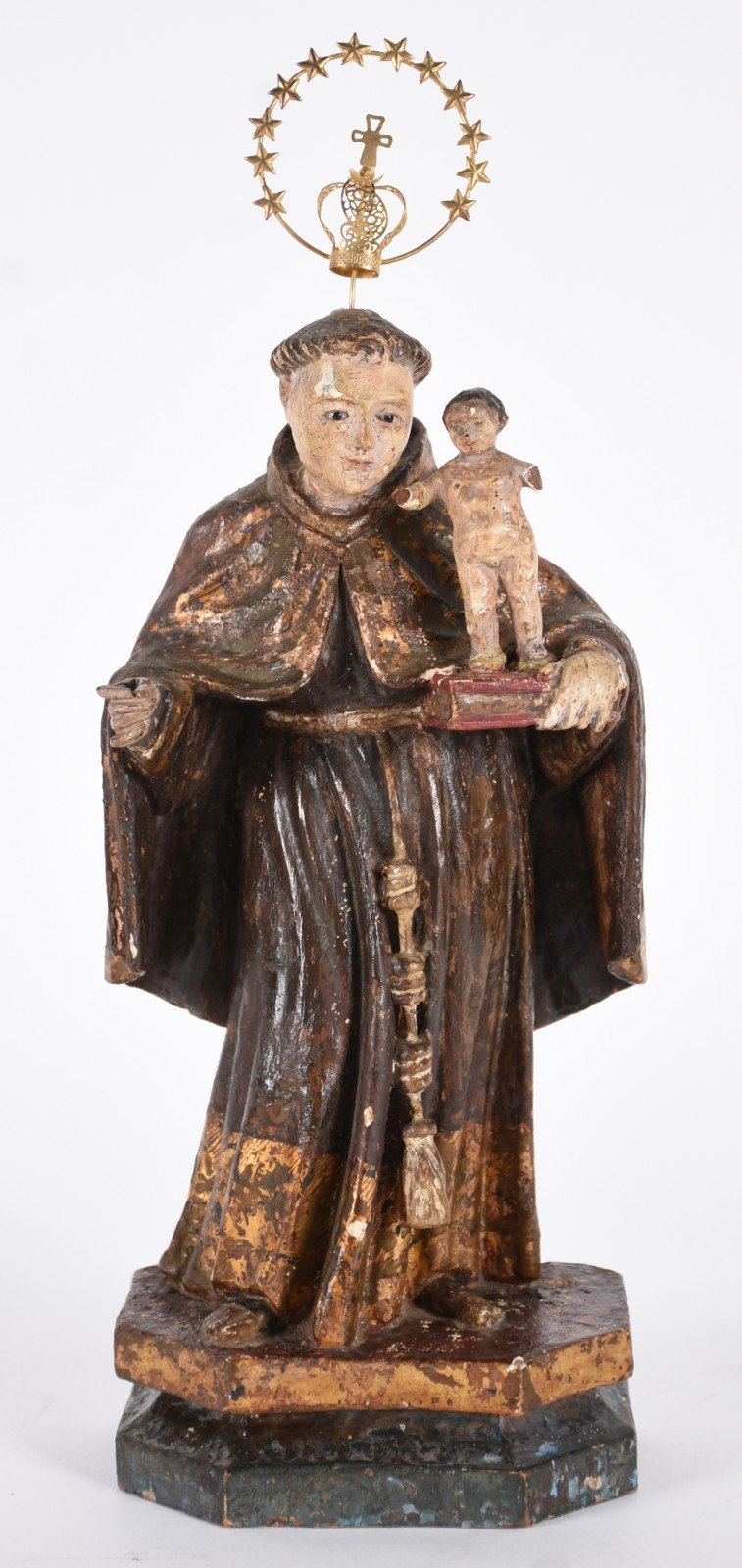 Santo Antonio com menino (solto) - Antiga imagem de madeira... - foto 1 de 5