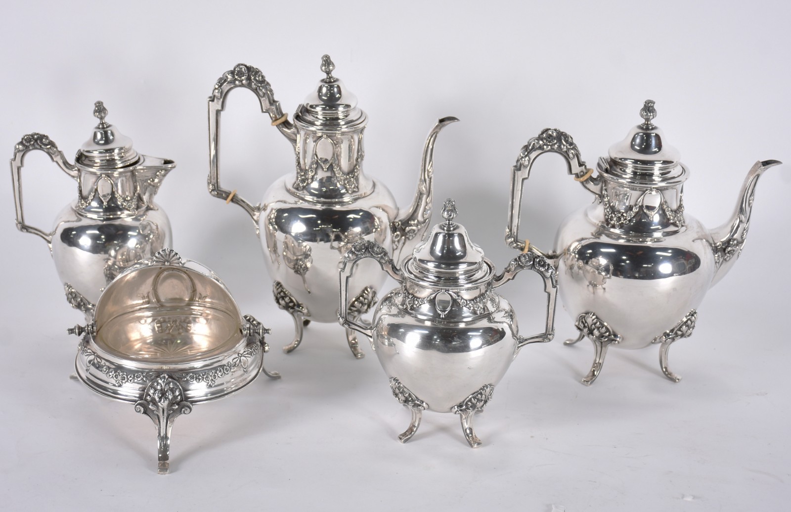 Elegante baixela de prata europeia contrastada, para chá e café... - foto 3 de 8