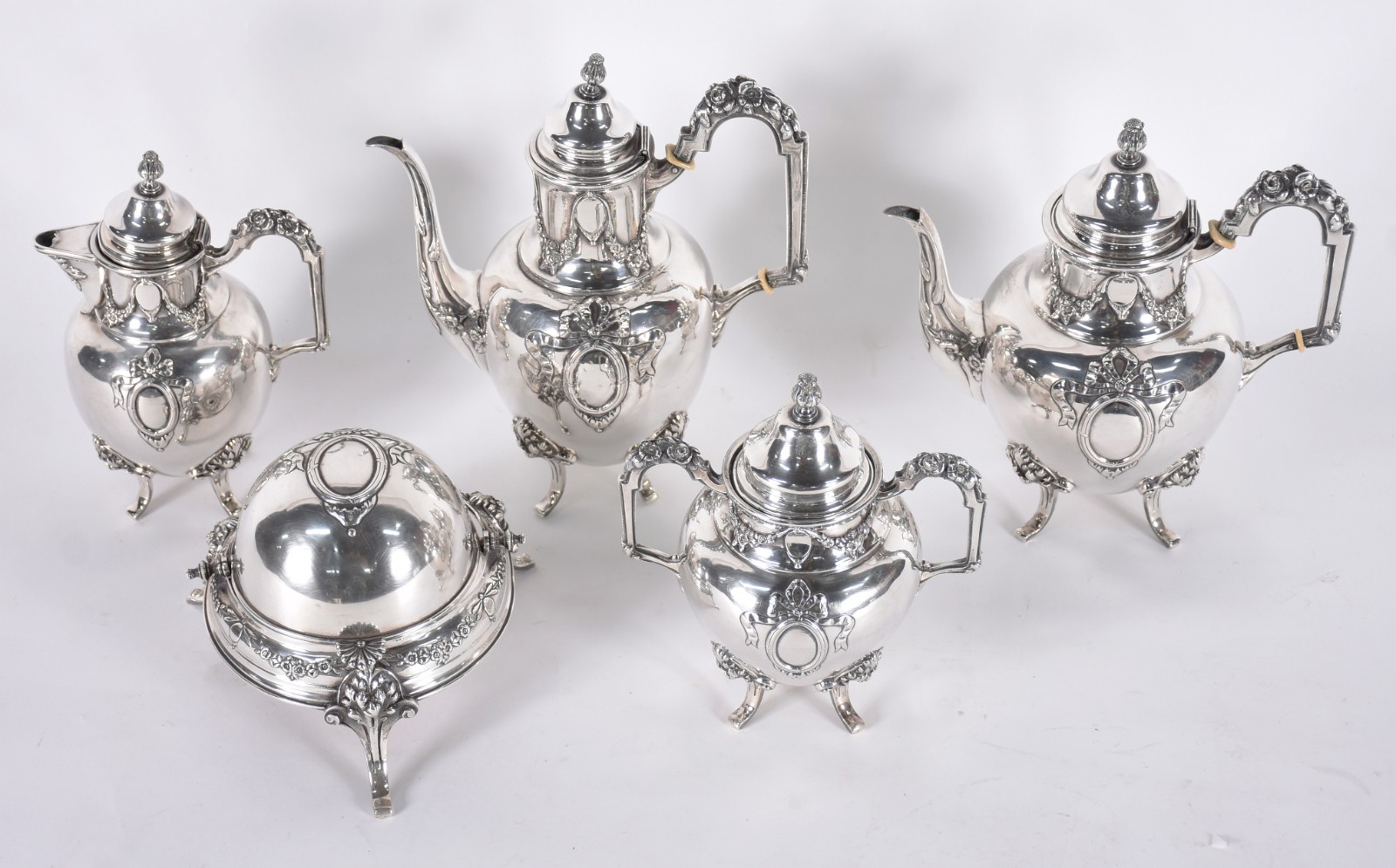 Elegante baixela de prata europeia contrastada, para chá e café... - foto 2 de 8