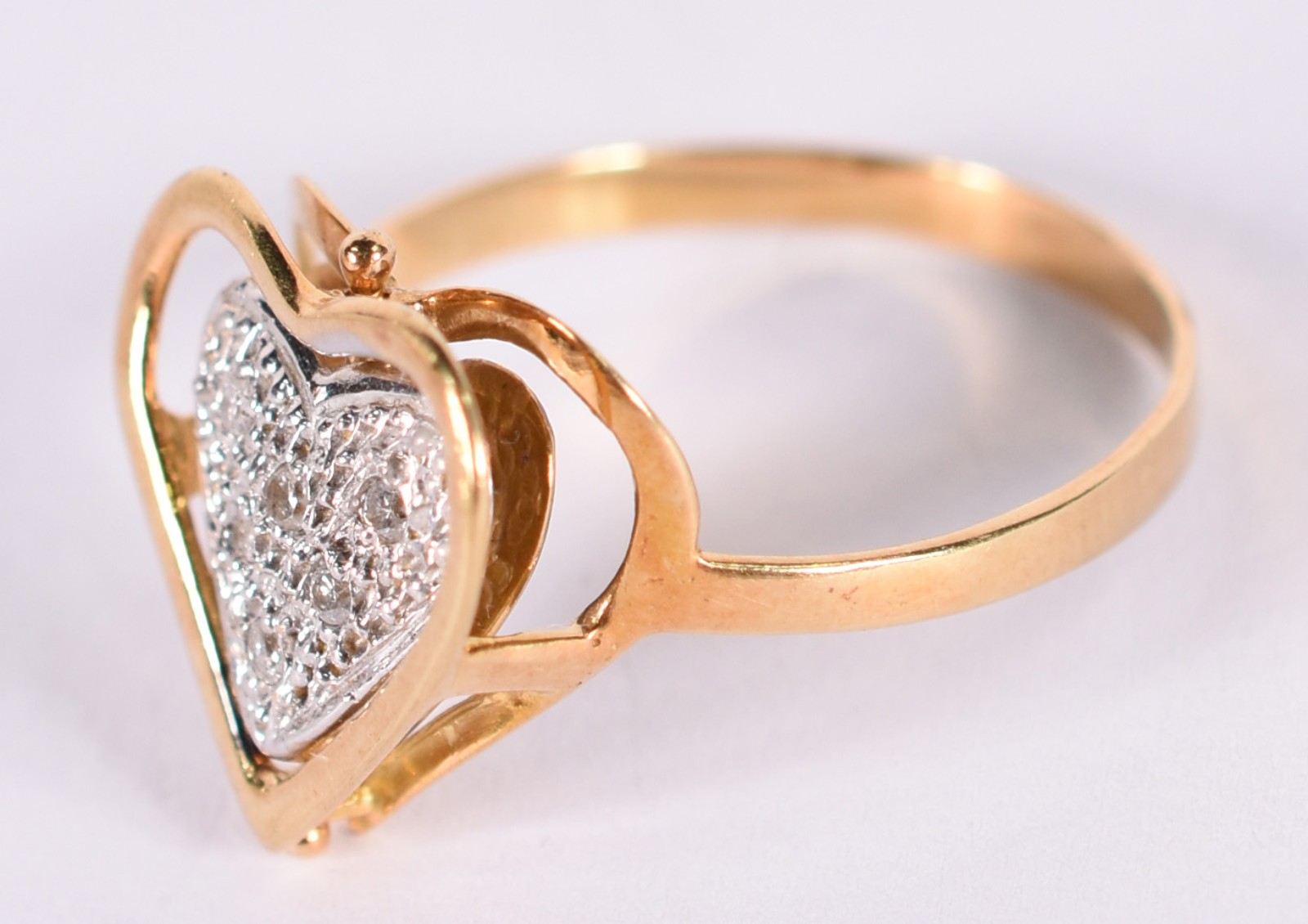 Anel de ouro feitio coração double face lado com diamantes negros... - foto 5 de 6
