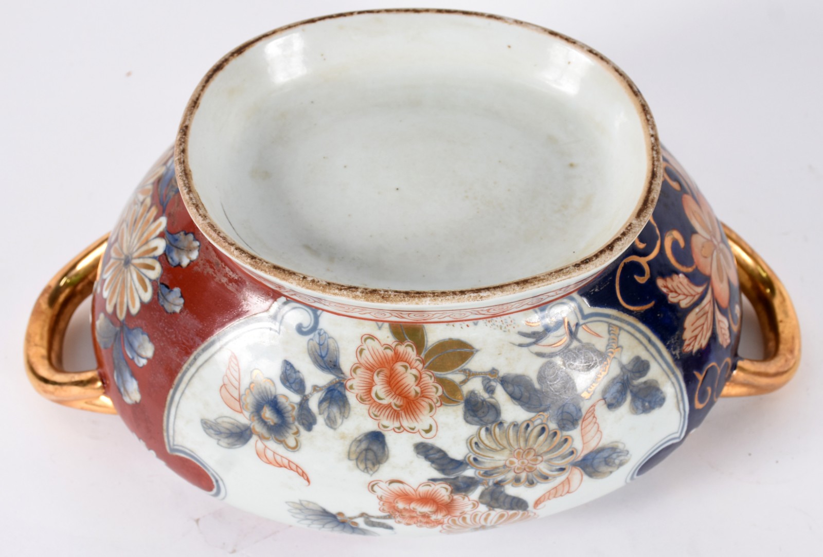 Sopeira com presentoir de porcelana oriental policromada com realces... - foto 5 de 6
