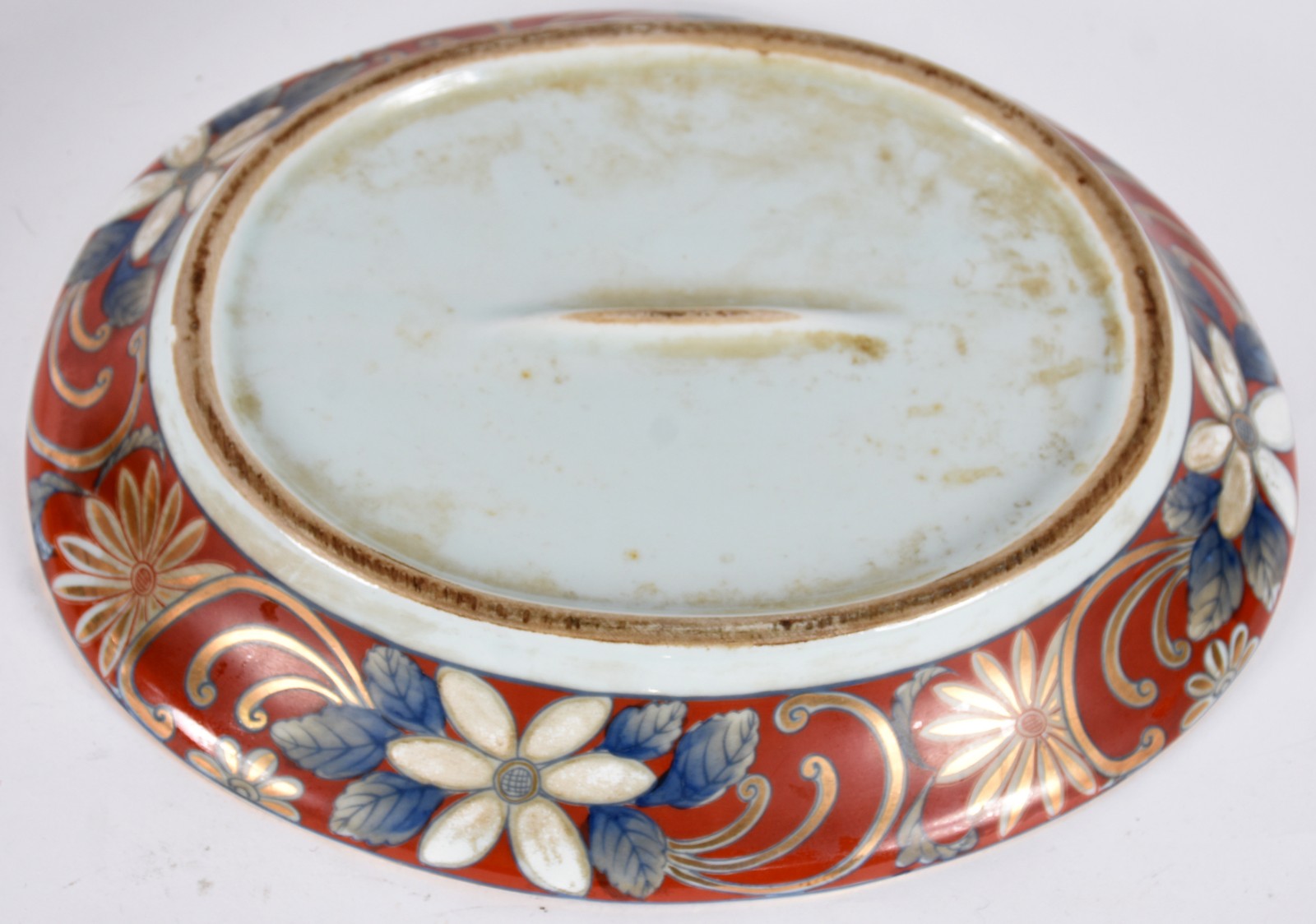 Sopeira com presentoir de porcelana oriental policromada com realces... - foto 6 de 6