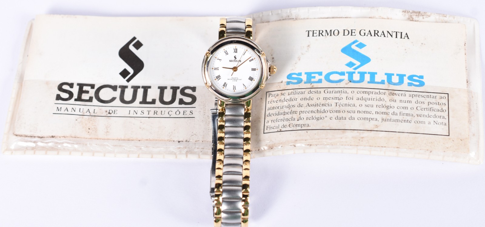 Relógio SECULUS feminino, pulseira em aço fosco e dourados e... - foto 6 de 7