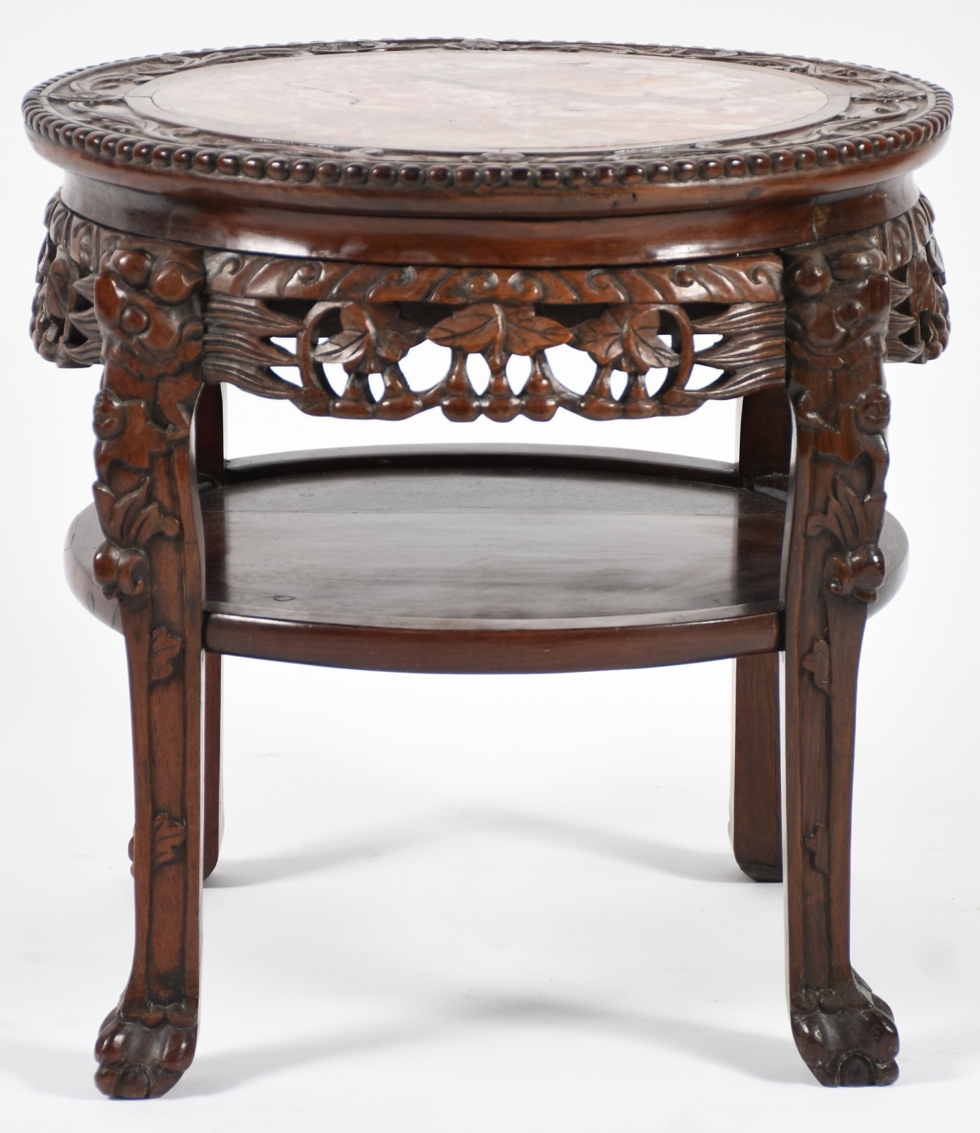 Mesa auxiliar oriental de madeira com tampo de mármore. - foto 1 de 5