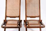 Par de cadeiras de madeira nobre, forração de p... - Par de cadeiras de madeira nobre, forração de palhinha, dobráveis.