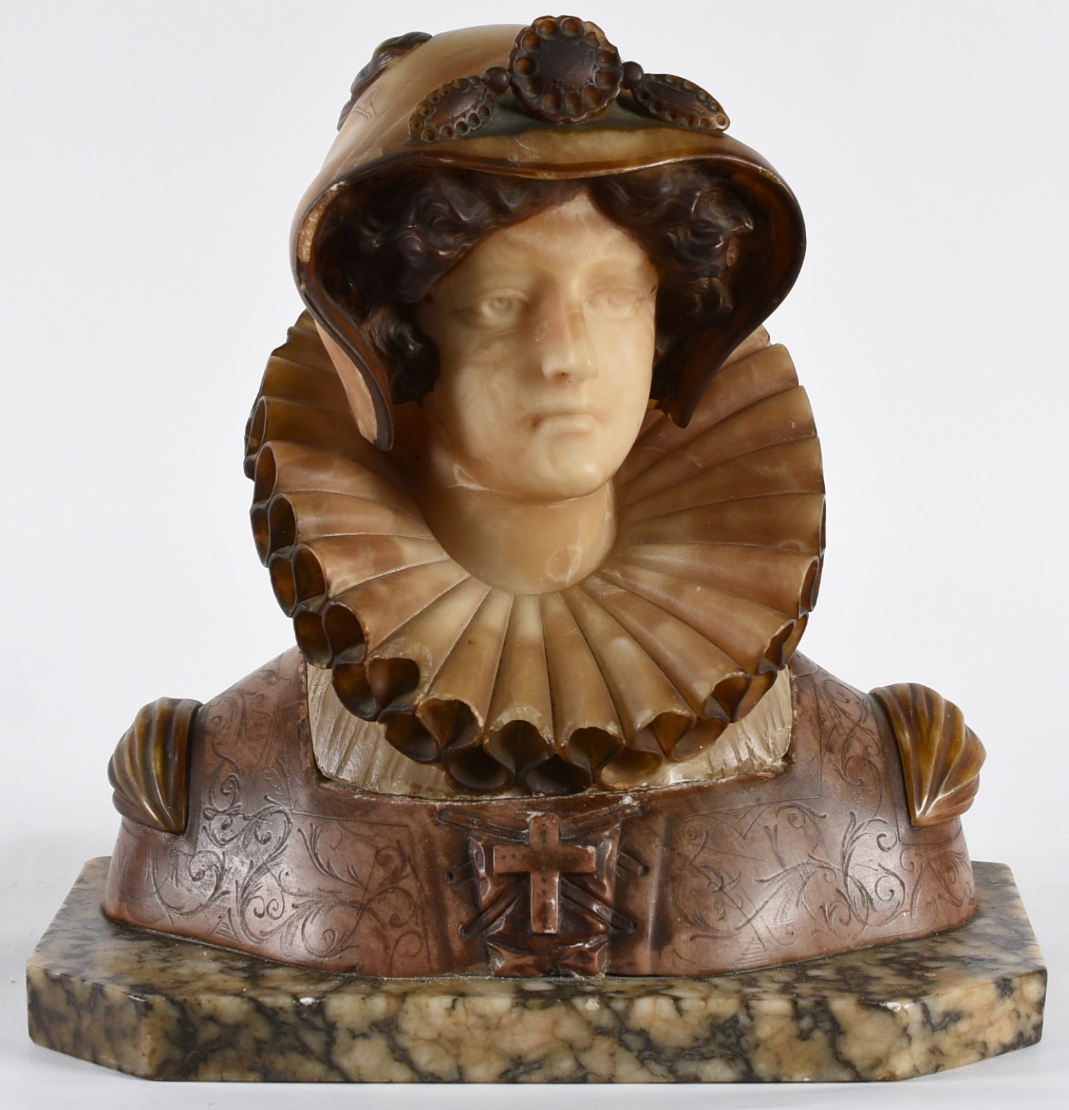 Escultura de alabastro representando busto feminino. - foto 1 de 5