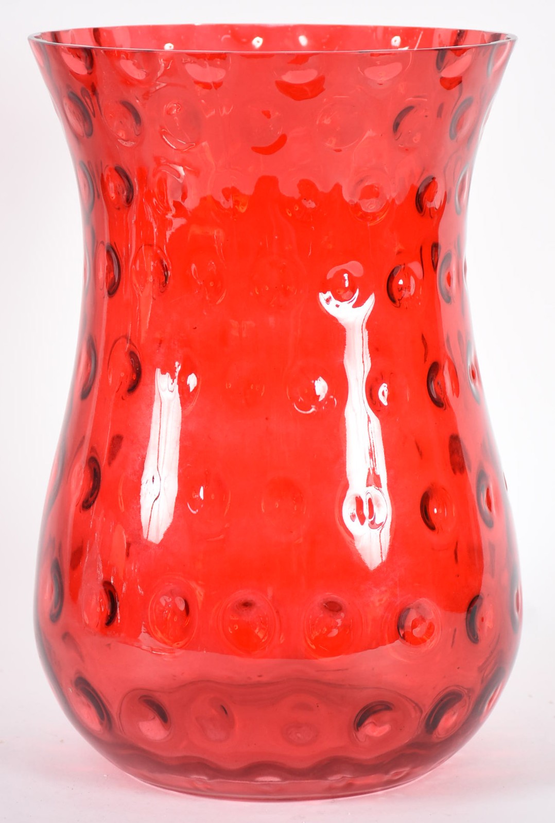 Vaso decorativo de vidro vermelho transparente. - foto 2 de 3