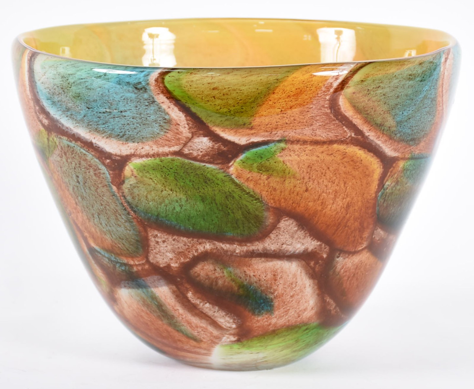 Cachepot de vidro decorativo com mesclas em policromia. - foto 1 de 3