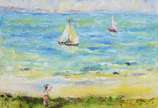 Manoel Santiago (1897-1987), Marinha com Barcos - Óleo sobre tela.