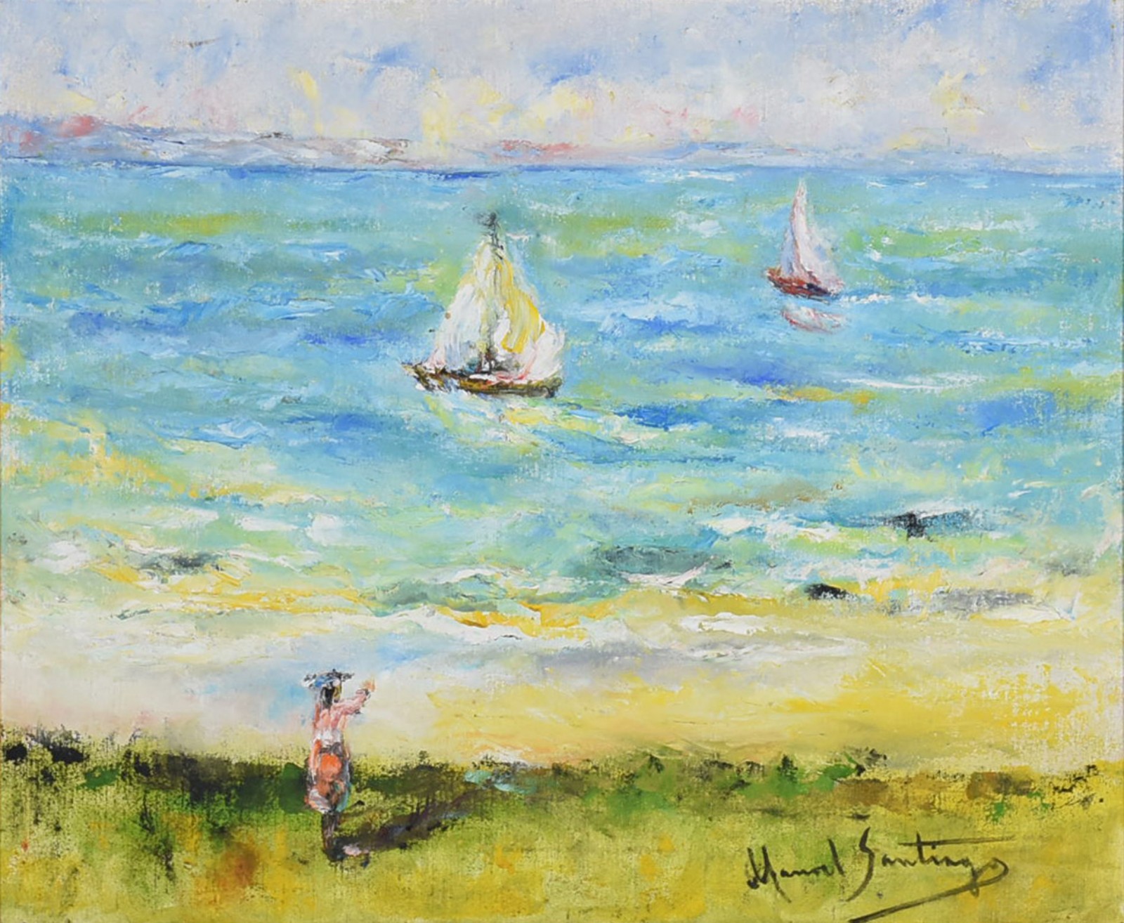Manoel Santiago (1897-1987), Marinha com Barcos - foto 1 de 4