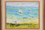 Manoel Santiago (1897-1987), Marinha com Barcos - Óleo sobre tela.
