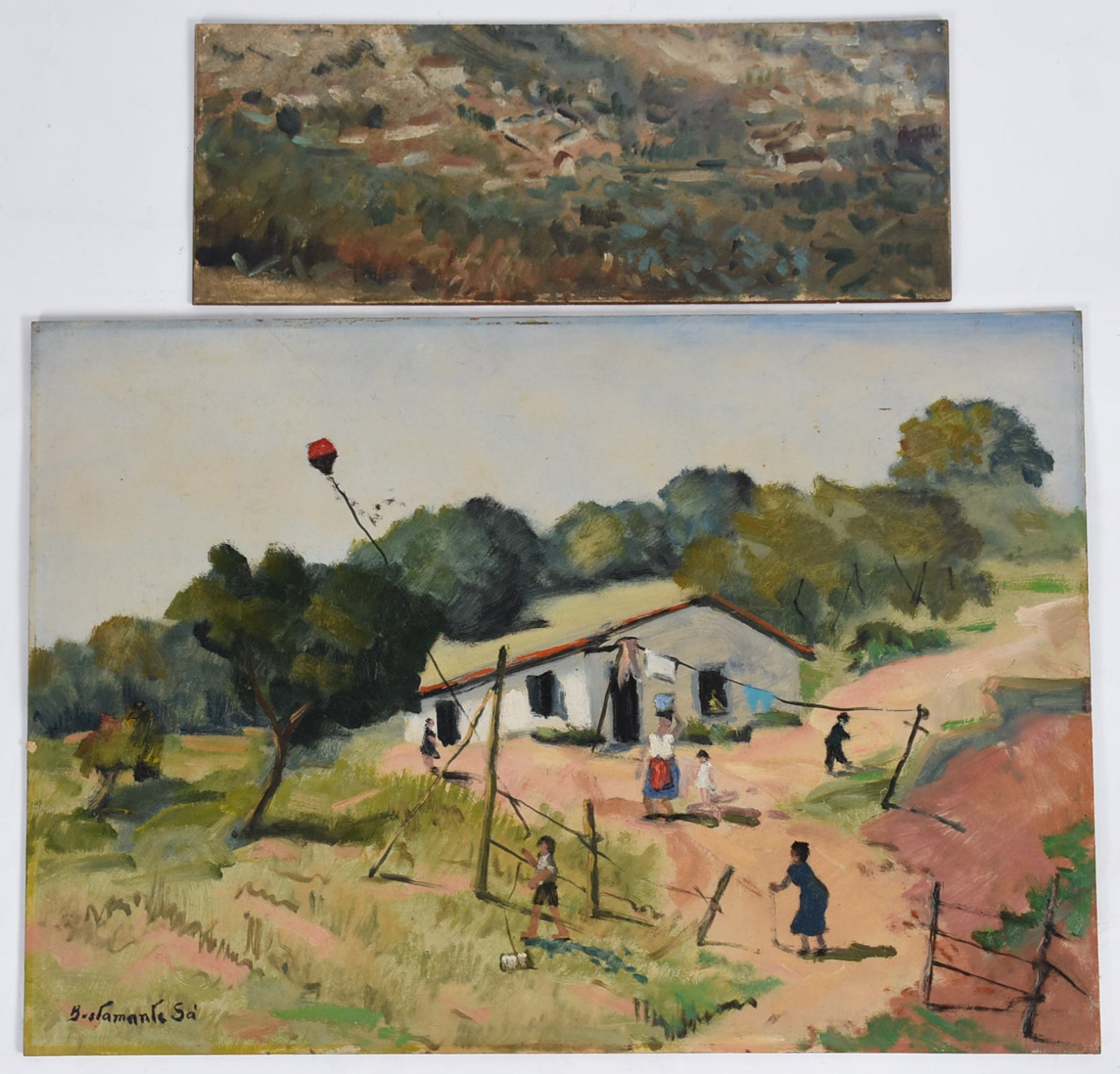 Bustamante Sá (1907-1988), Sem Título/ Casário com Crianças - foto 1 de 4