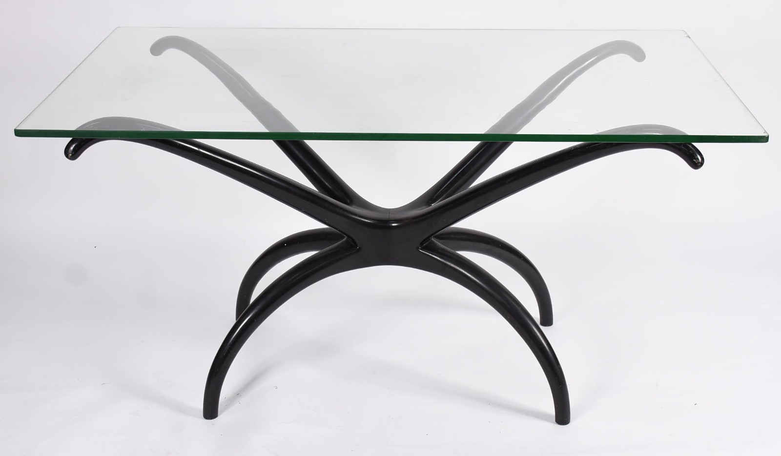Mesa de jantar com base na forma de "aranha"pintada de preto e tampo... - foto 2 de 10