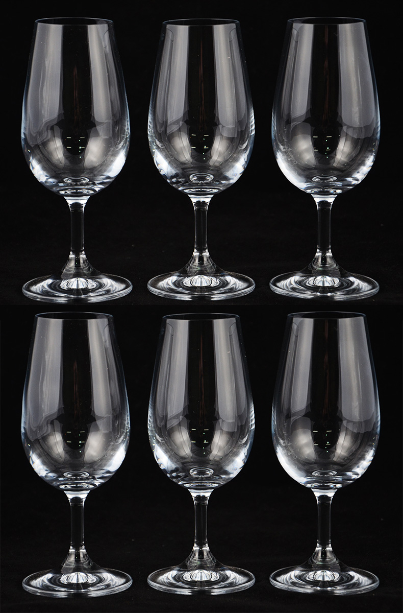 Seis cálices de cristal da Bohemia para degustação, 210 ml.