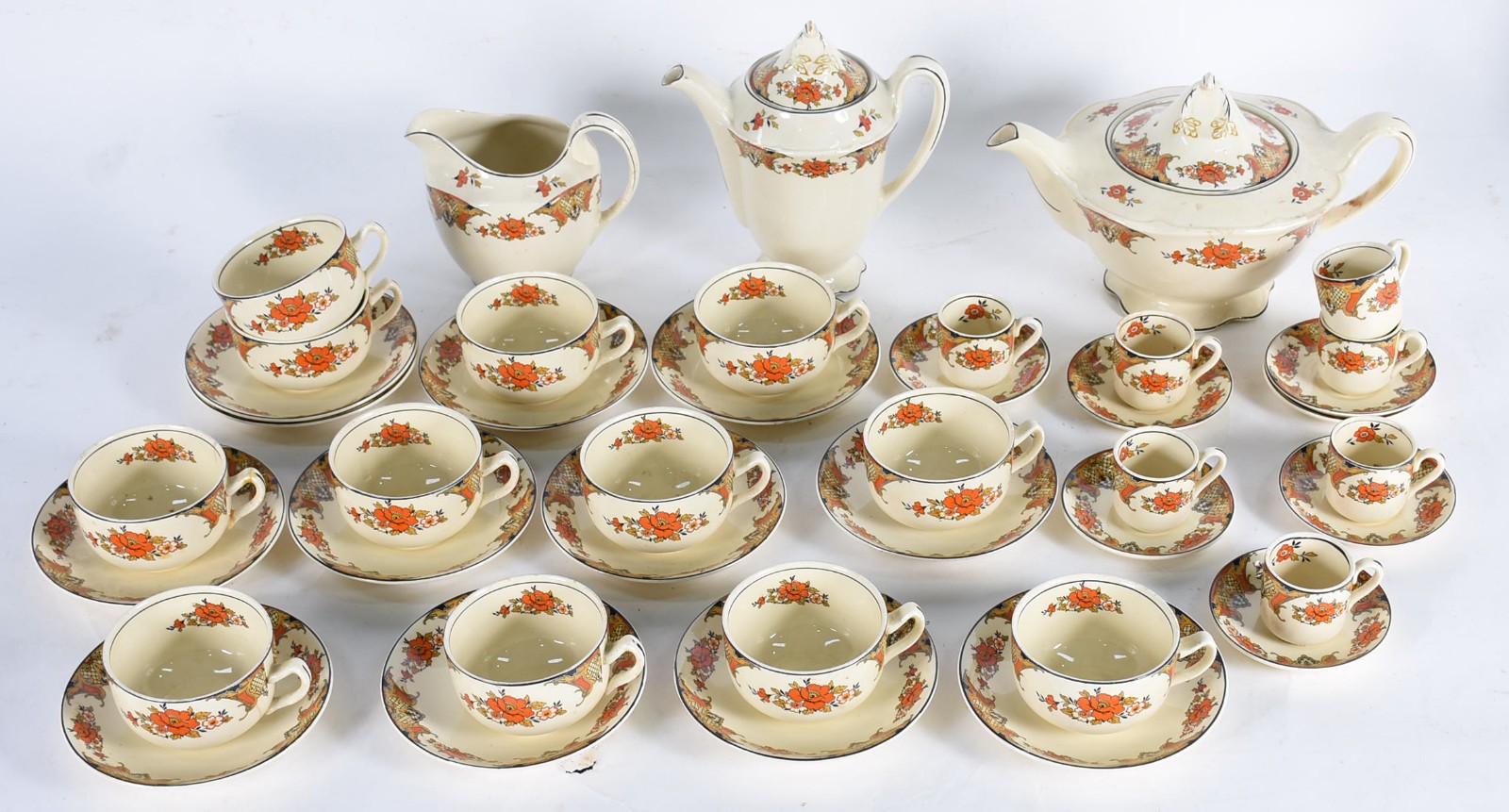 Aparelho de chá e café de porcelana inglesa Wood's England composto... - foto 2 de 6