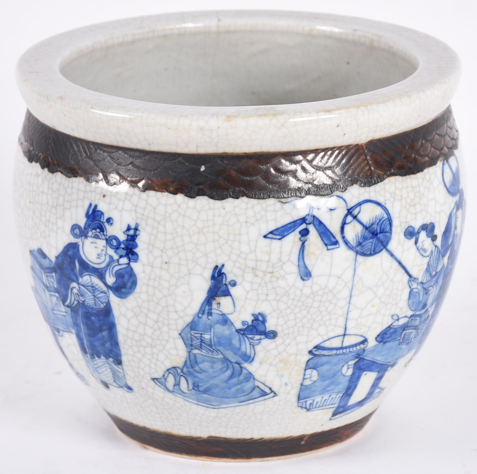 Cachepot em faiança oriental (fio de cabelo na borda). - foto 1 de 3