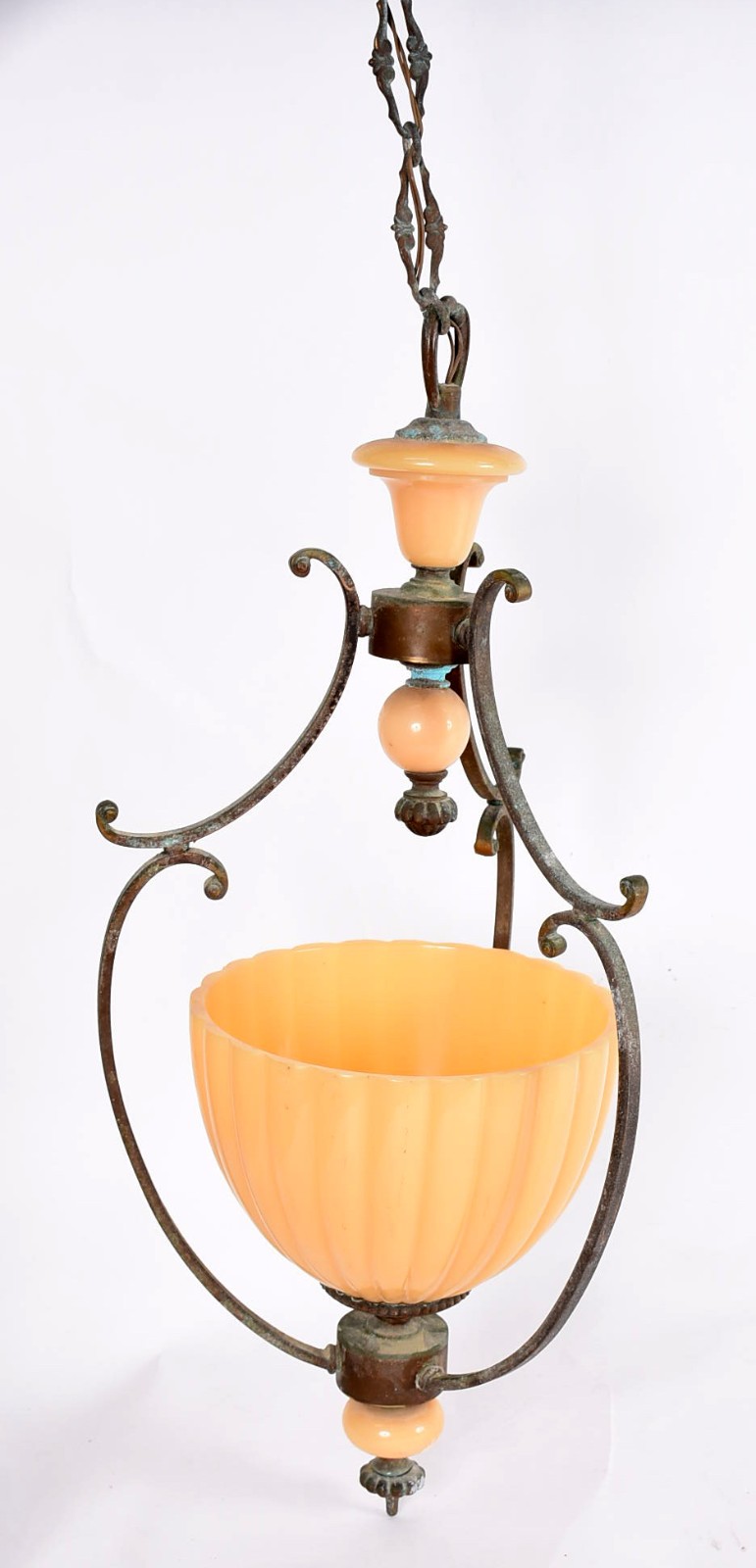 Pequeno lustre de alabastro sintético. Medida com corrente: 95 cm. - foto 1 de 3
