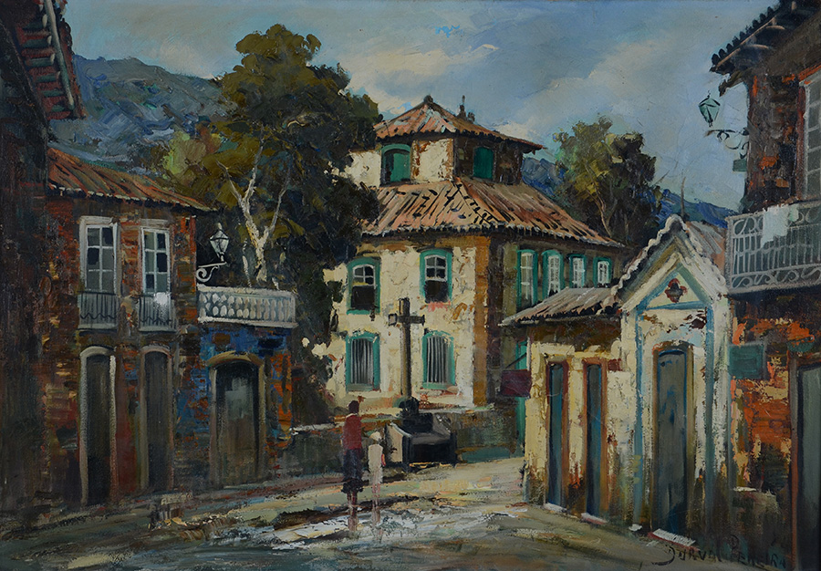 DURVAL PEREIRA - Paisagem com casarios - ost - 70 x 100 - foto 1 de 2