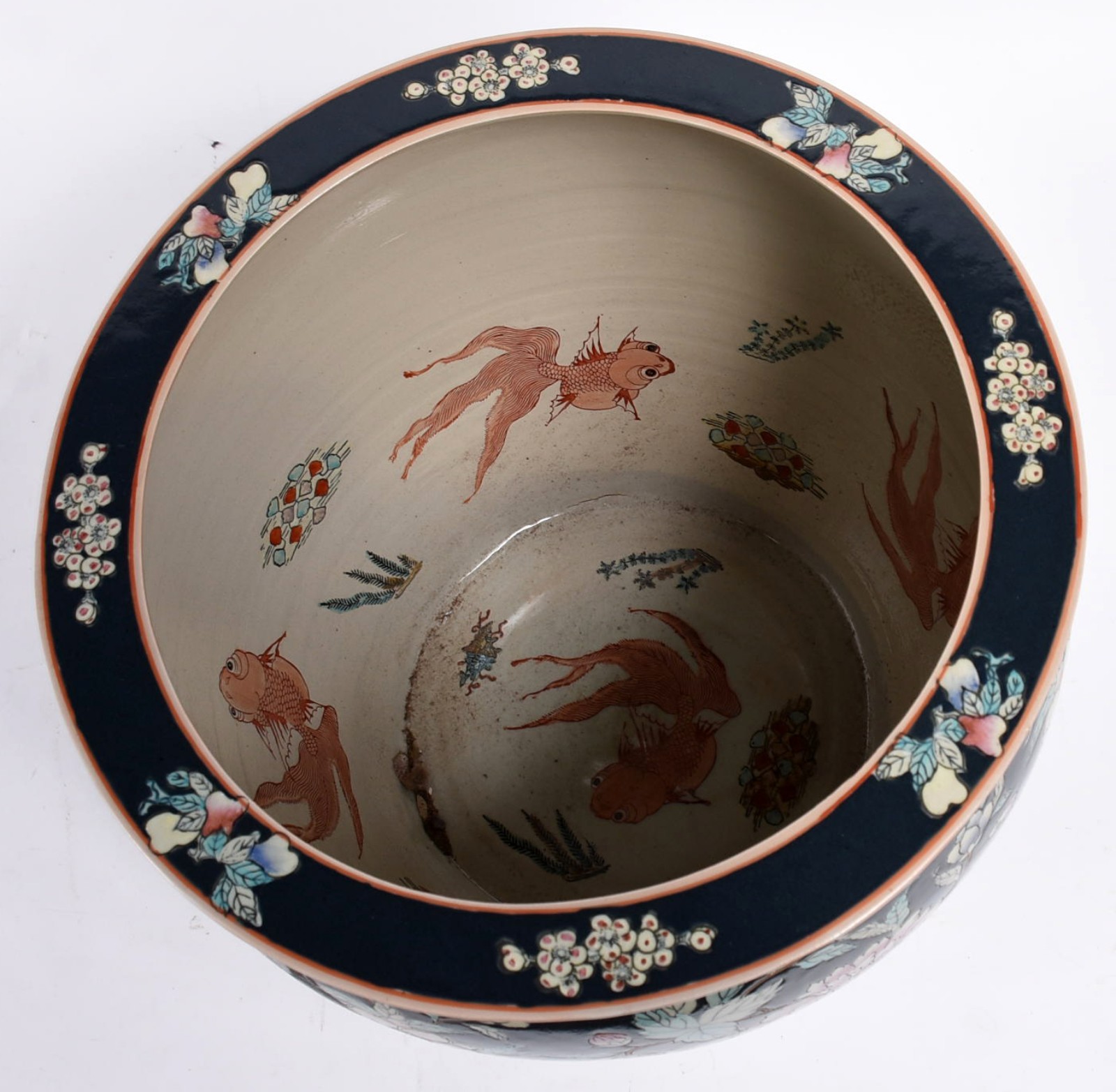 Aquário ou cachepot de porcelana oriental policromada, parte interna... - foto 4 de 6