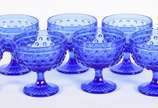 Oito taças de sorvete/sobremesa de vidro na cor... - Oito taças de sorvete/sobremesa de vidro na cor azul.