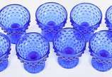 Oito taças de sorvete/sobremesa de vidro na cor... - Oito taças de sorvete/sobremesa de vidro na cor azul.