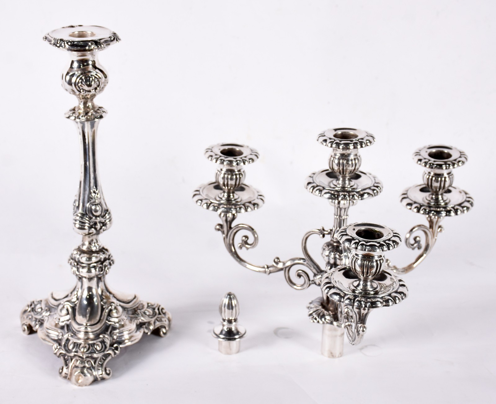 Candelabro para 4 luzes de prata de lei, reversível para castiçal... - foto 3 de 9