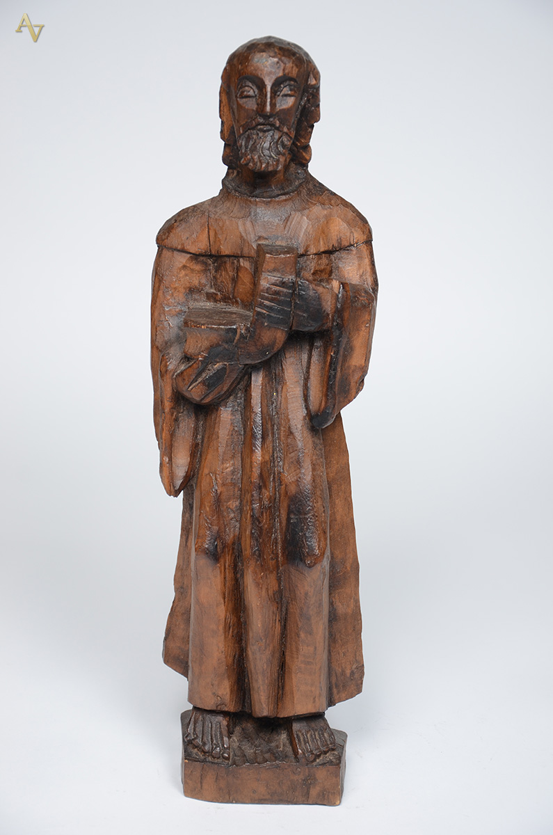 Antiga imagem de Santo em madeira entalhada, séc. XIX. Altura total... - foto 1 de 2