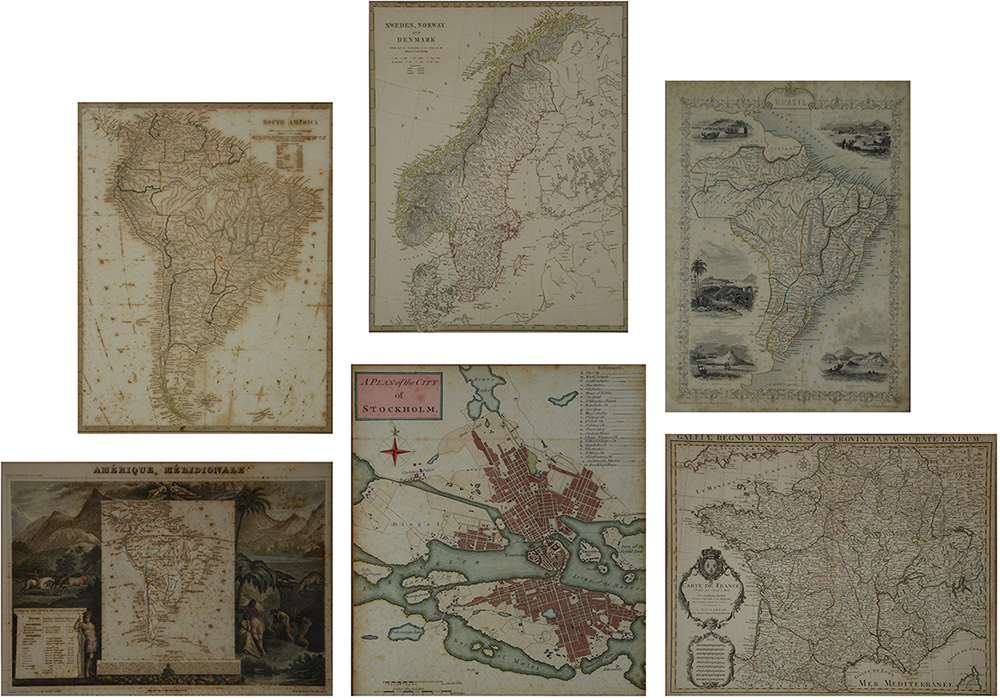 Seis mapas diversos.