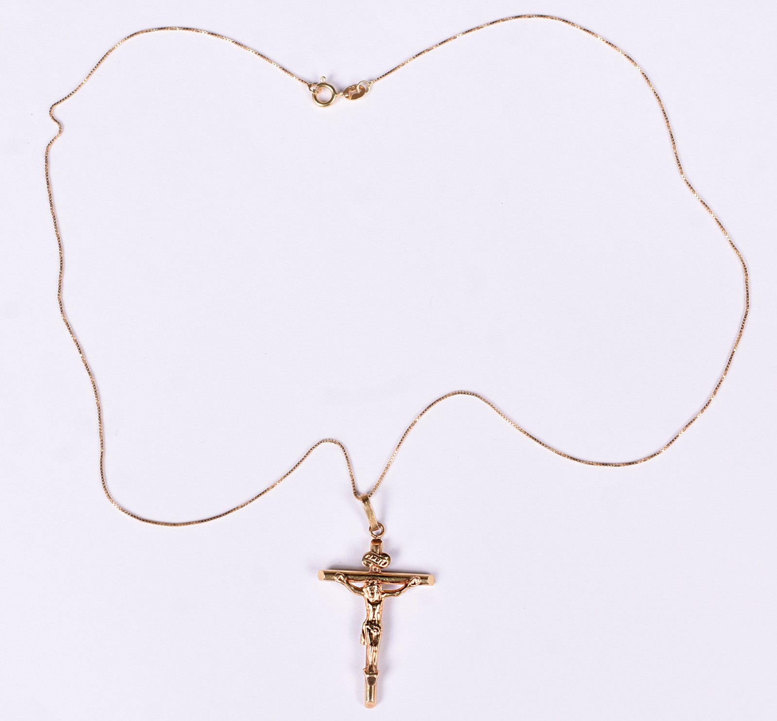 Gargantilha de ouro 18 k, contraste 750 com pingente feitio crucifixo... - foto 2 de 5