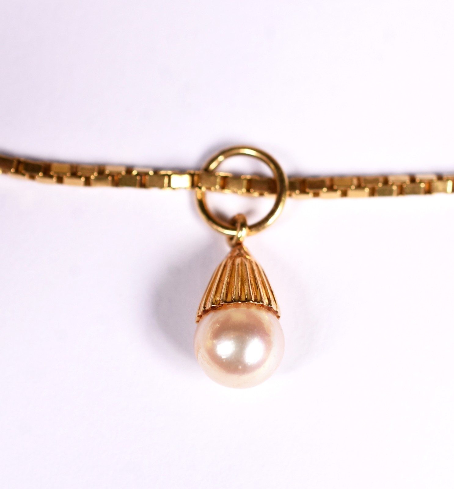 Pulseira de ouro contrastado 750, pingente de perola cultivada (Por... - foto 1 de 4