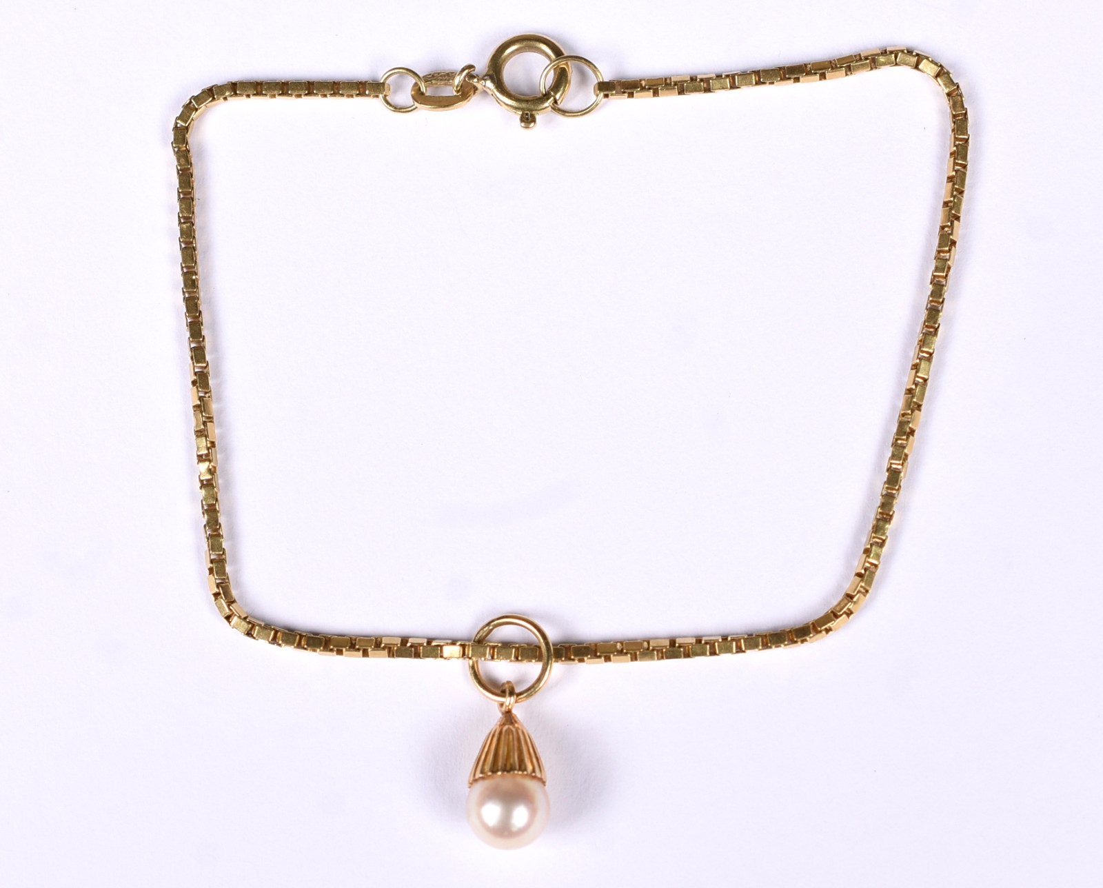 Pulseira de ouro contrastado 750, pingente de perola cultivada (Por... - foto 2 de 4
