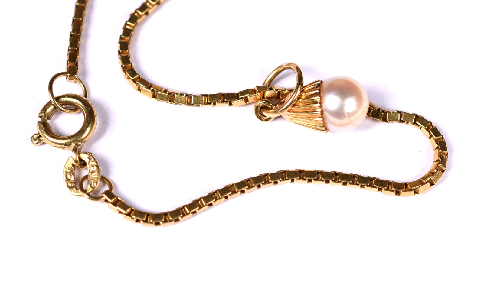 Pulseira de ouro contrastado 750, pingente de perola cultivada (Por... - foto 3 de 4